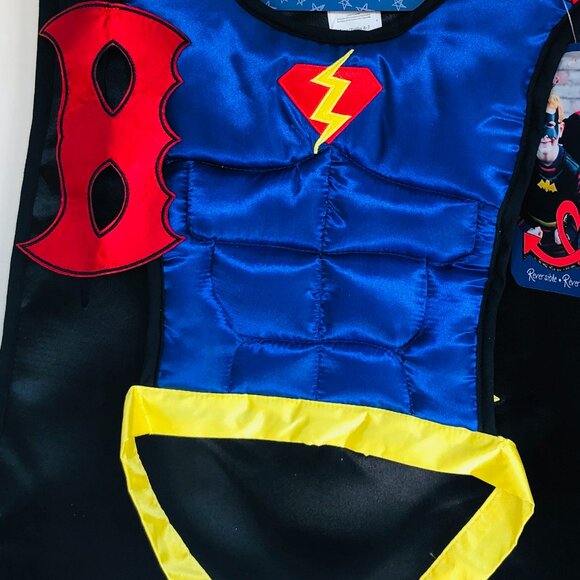 New w/Tag-Great Pretenders Reversible Superhero Tunic Cape with Mask Size 4-7 - Picture 6 of 16